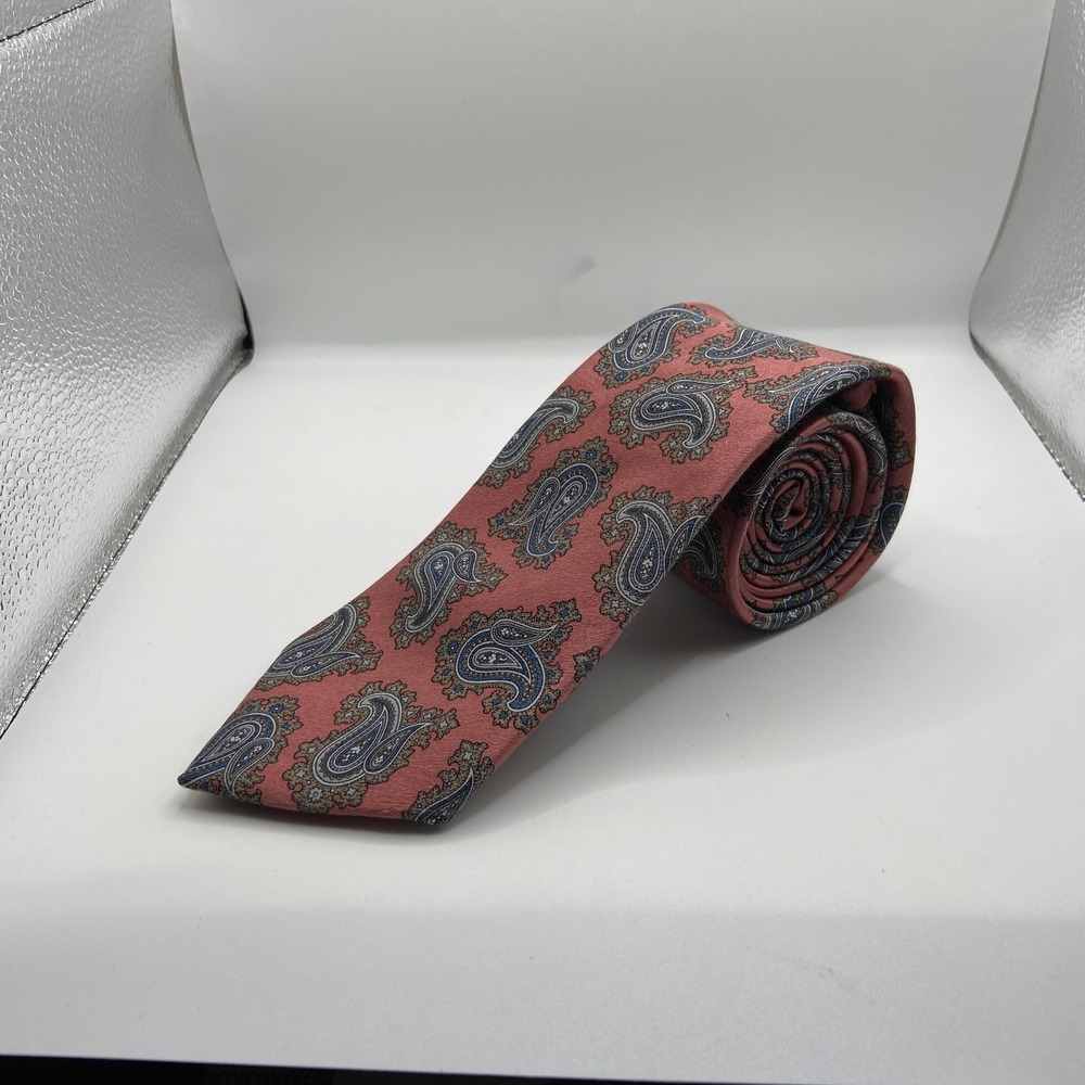 Damon Necktie Mens One Size Pink Blue Paisley Silk Neckwear Formal Business